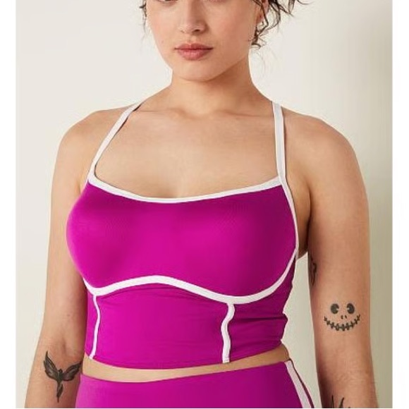 PINK Victoria's Secret Pink and White Sports Bra - Picture 2 of 10